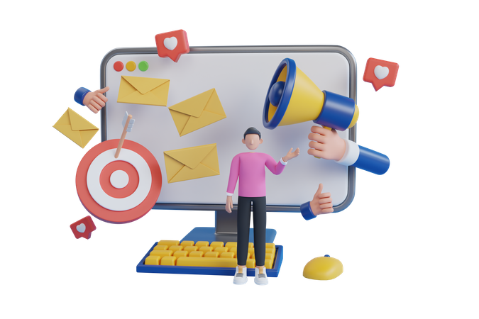 social media influencer 3d illustration download in png blend fbx gltf file formats marketing promotion freelancer pack business illustrations 5806940